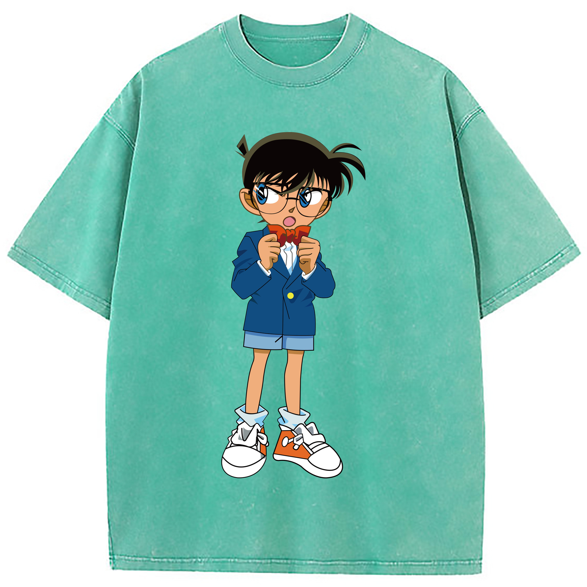 （画像用） 名探偵コナン 江戸川 コナン Detective Conan Conan Edogawa 綿100% ヴィンテージ風 半袖Tシャツ（フロントプリント）